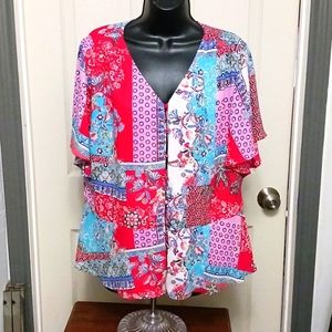 Chico's Blouse Size 2 (US 12/14) Short Sleeves